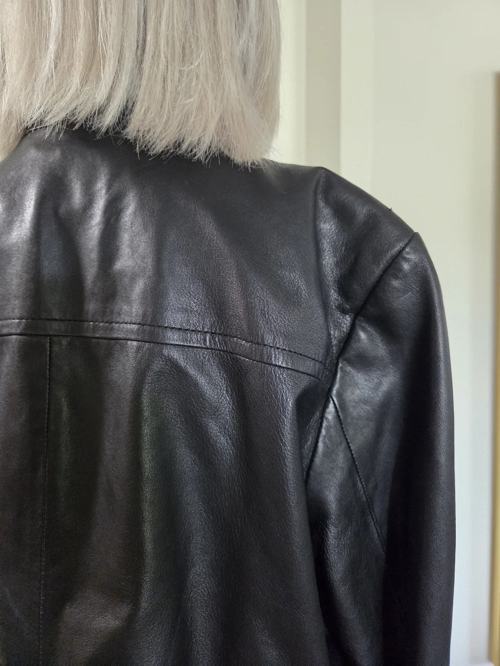 Michael Kors Womens Black Leather Moto Jacket with Gold Hardware Size 16